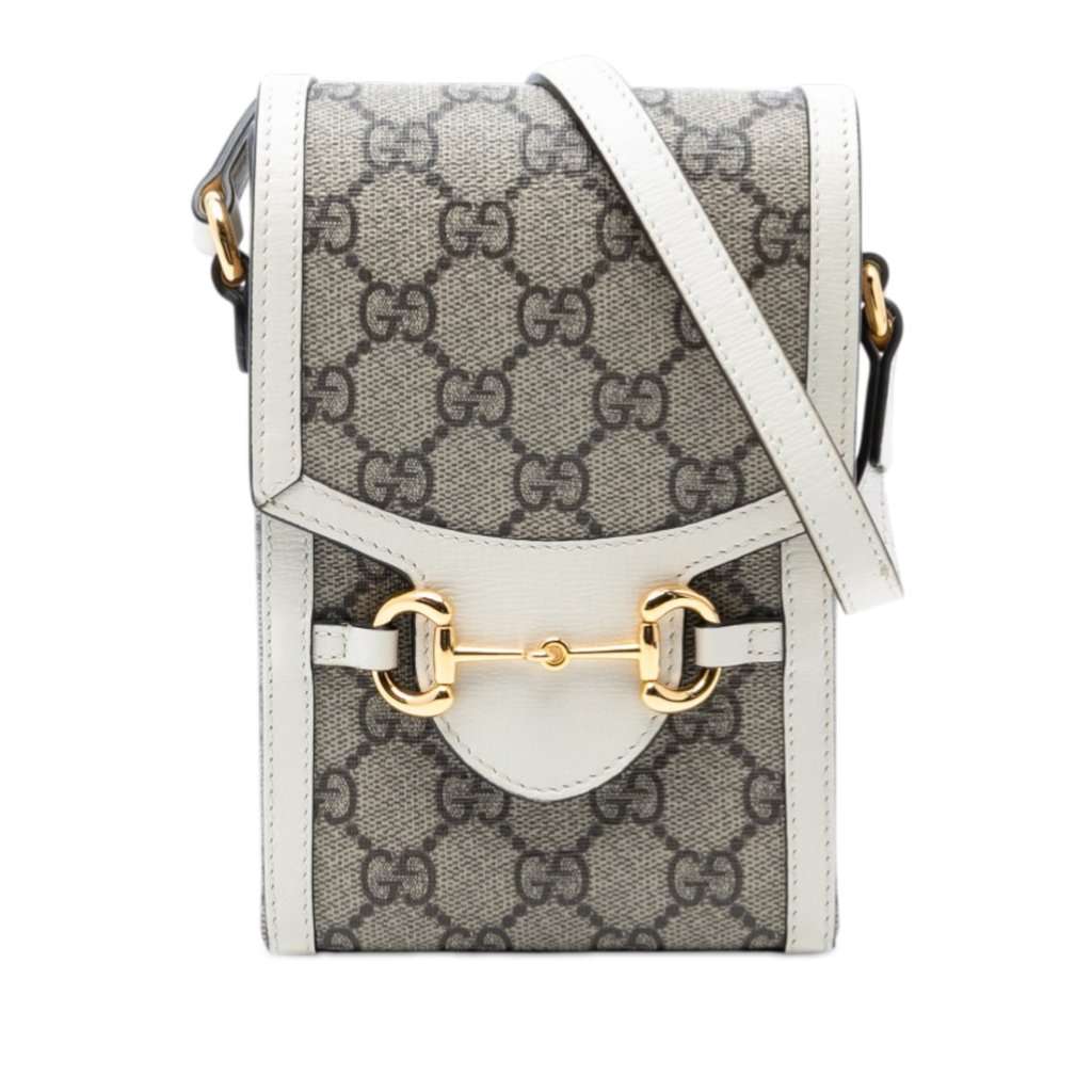 Gucci Mini GG Supreme Horsebit 1955 Crossbody Beige Very good - Front View