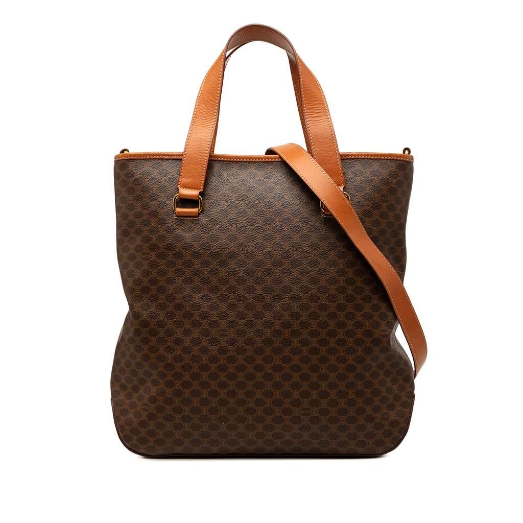 Celine Macadam Coated Canvas Vertical Satchel Brown Very good condition - Front View