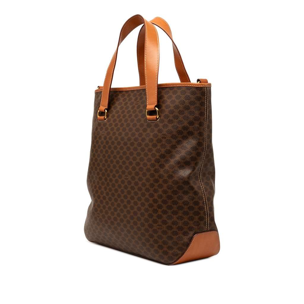 Celine Macadam Coated Canvas Vertical Satchel Brown Very good condition - Back View