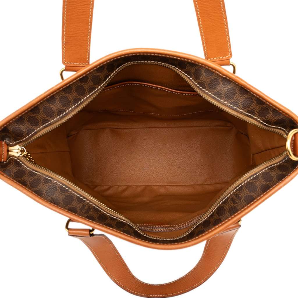 Celine Macadam Coated Canvas Vertical Satchel Brown Very good condition - Model View