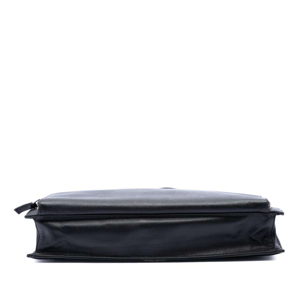 Prada Saffiano Cuir Travel Front Zip Pocket Briefcase Black Leather Very good condition - Inside View