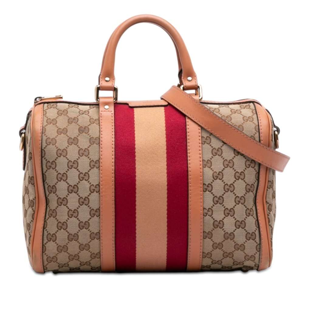 Gucci Medium GG Canvas Web Joy Boston Bag Beige Good condition - Front View
