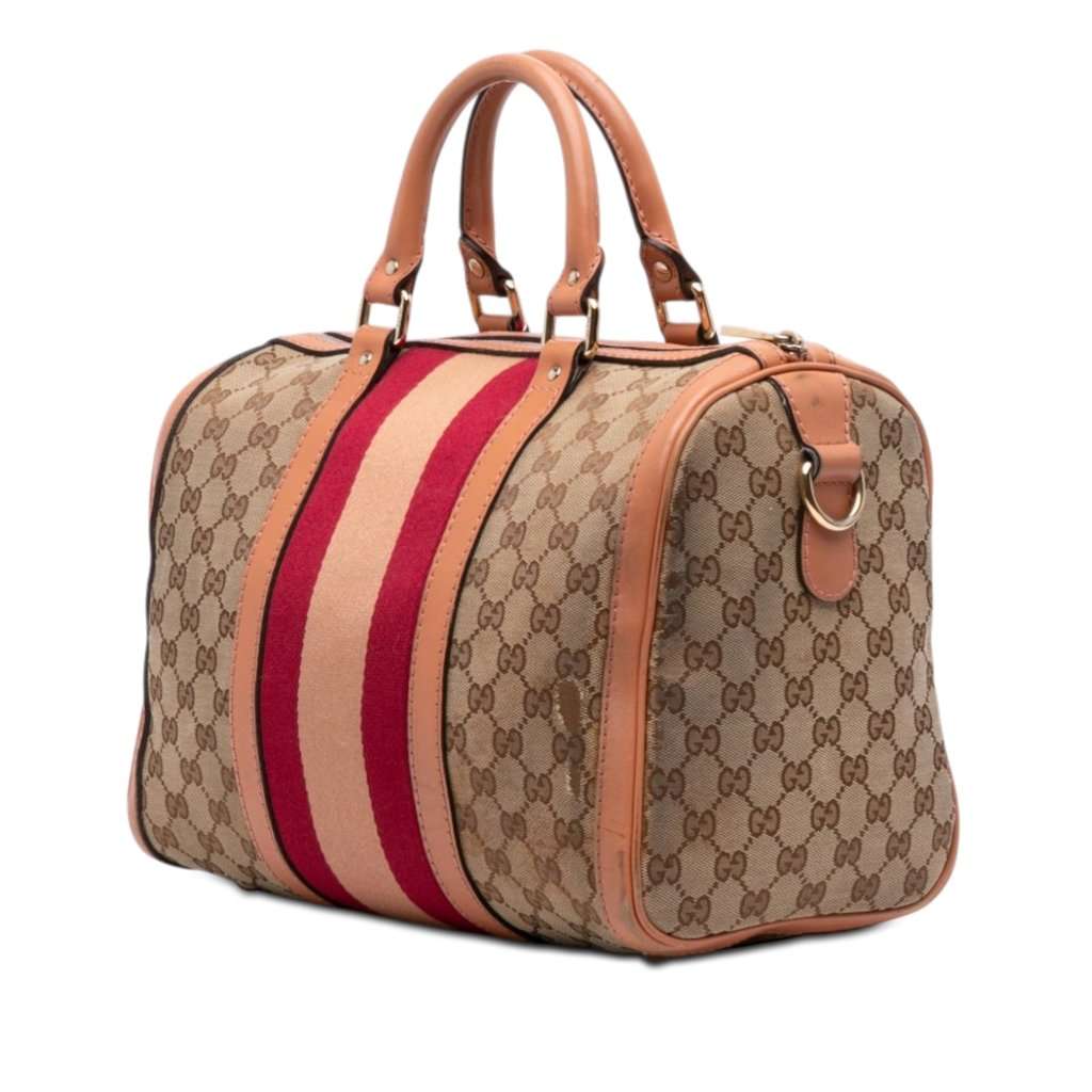 Gucci Medium GG Canvas Web Joy Boston Bag Beige Good condition - Back View
