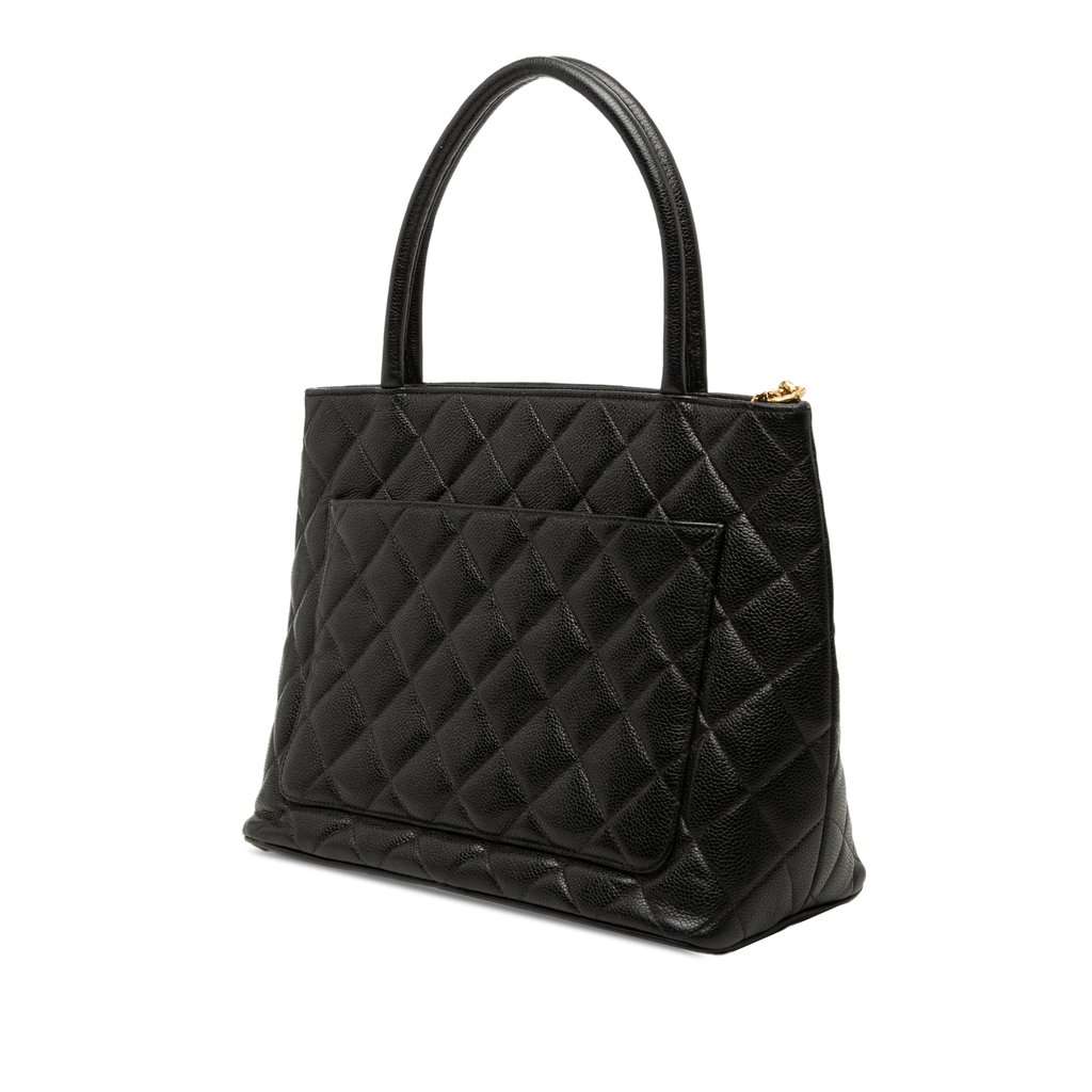 Chanel Caviar Medallion Tote Black Leather Very good - Back View