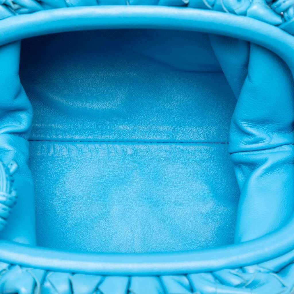 Bottega Veneta Nappa Intrecciato The Mini Pouch Crossbody Blue Leather Very good condition - Model View