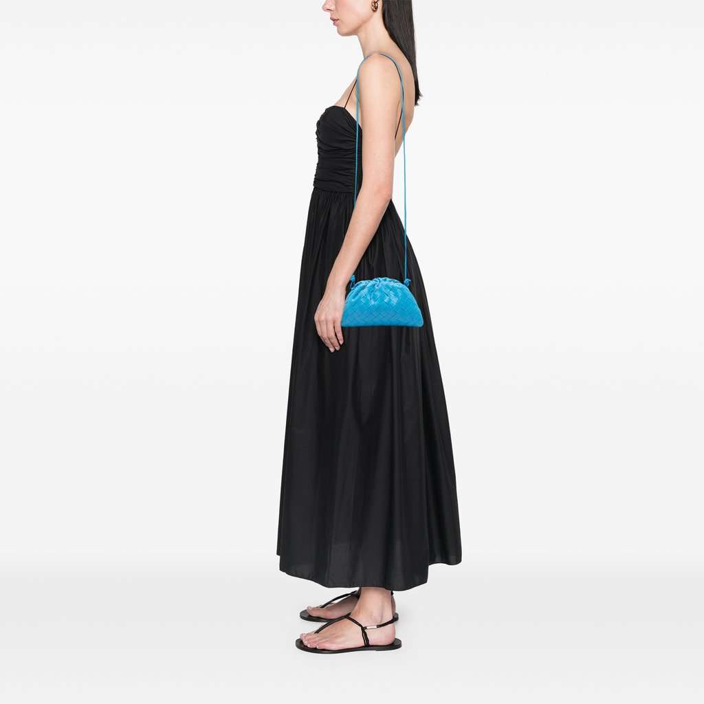 Bottega Veneta Nappa Intrecciato The Mini Pouch Crossbody Blue Leather Very good condition - Box View