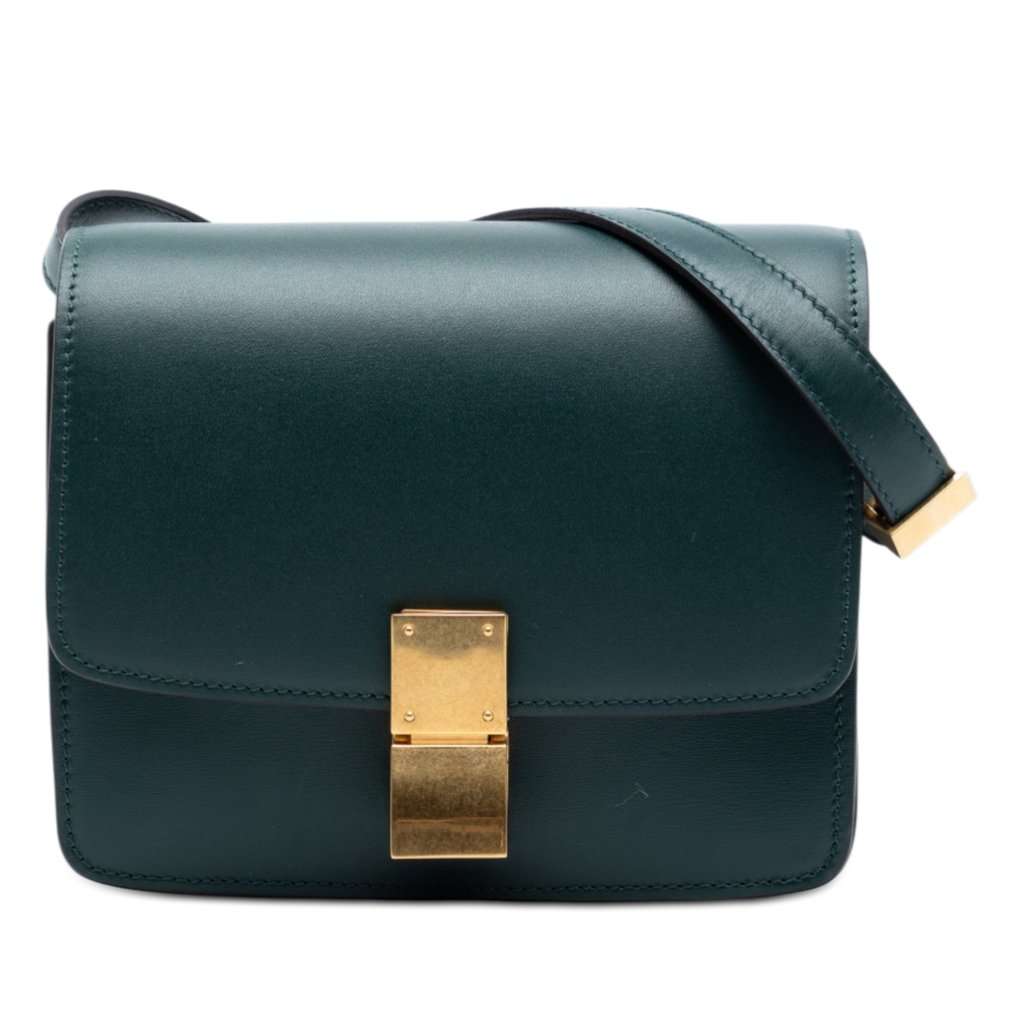 Celine Small Calfskin Classic Box Green Leather Very good - Front View