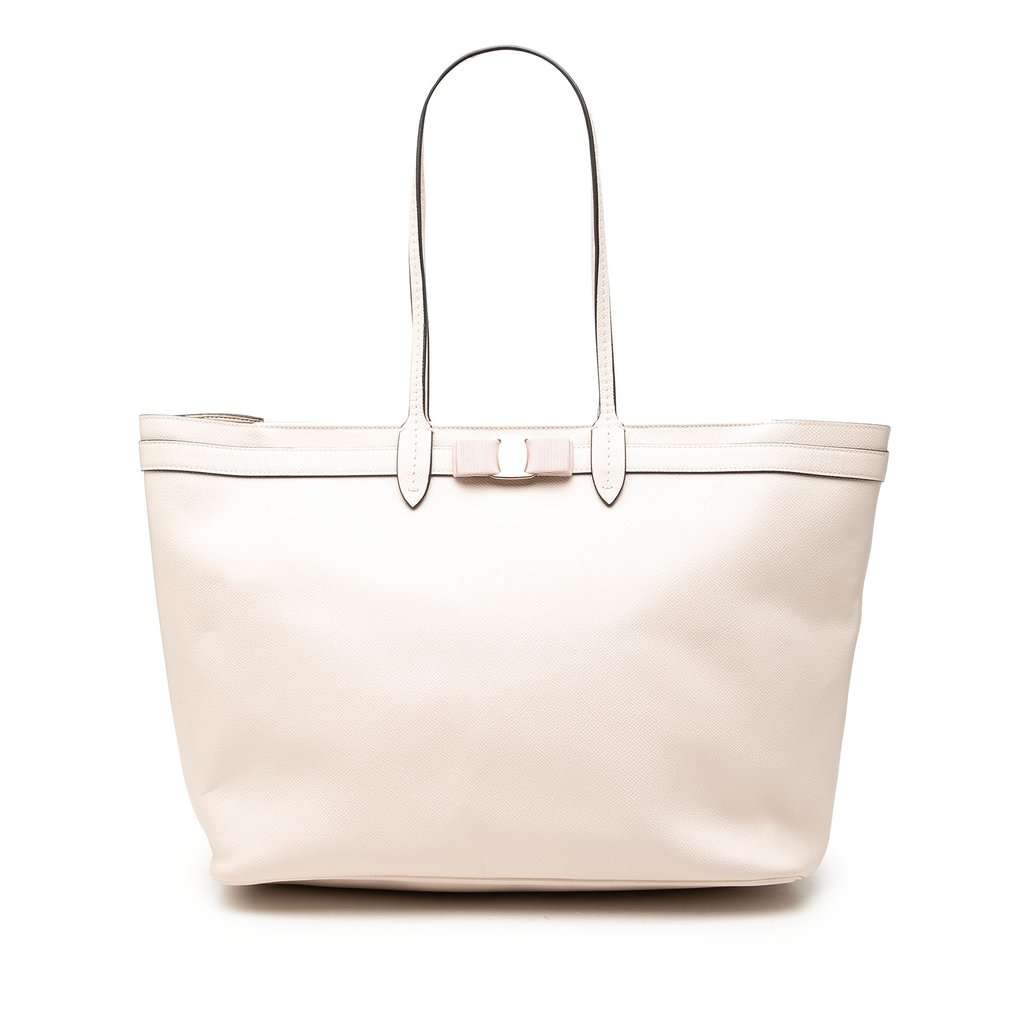 Ferragamo Leather Vara Bow Tote Pink Leather Very good - Front View