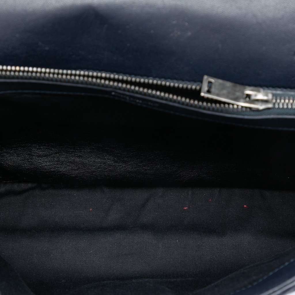 Saint Laurent Large Chevron Sheepskin Monogram College Satchel Blue Leather Very good condition - Model View