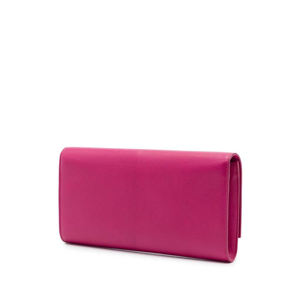 Saint Laurent Small Textured Calfskin Belle De Jour Clutch Pink Leather Very good - Back View