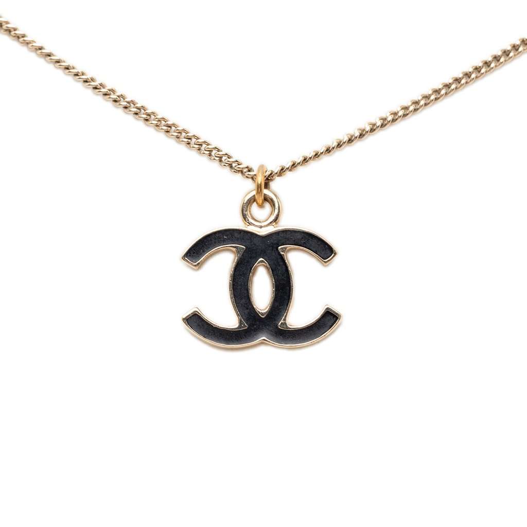 Chanel CC Gold Plated Enamel Pendant Necklace Gold Metal Very good condition - Inside View