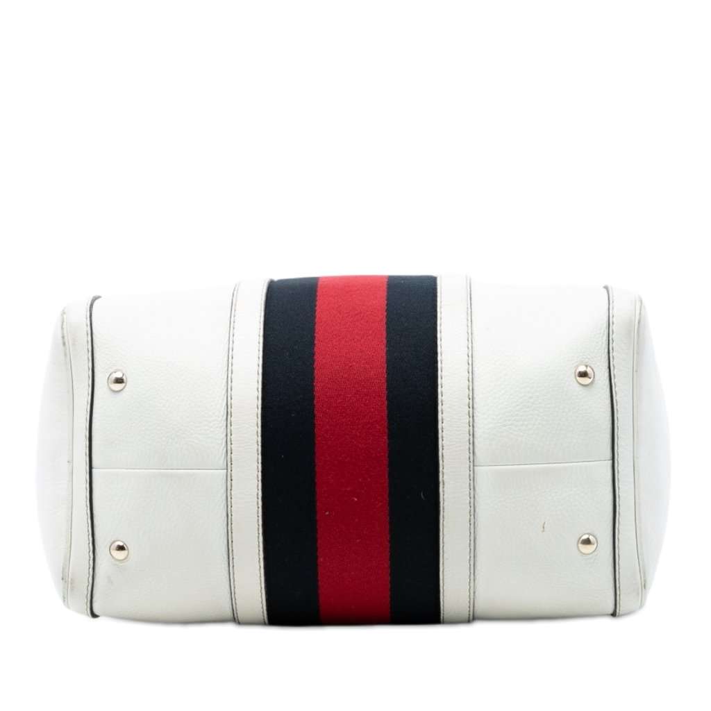 Gucci Medium Calfskin Web Joy Boston Bag White Leather Very good condition - Inside View