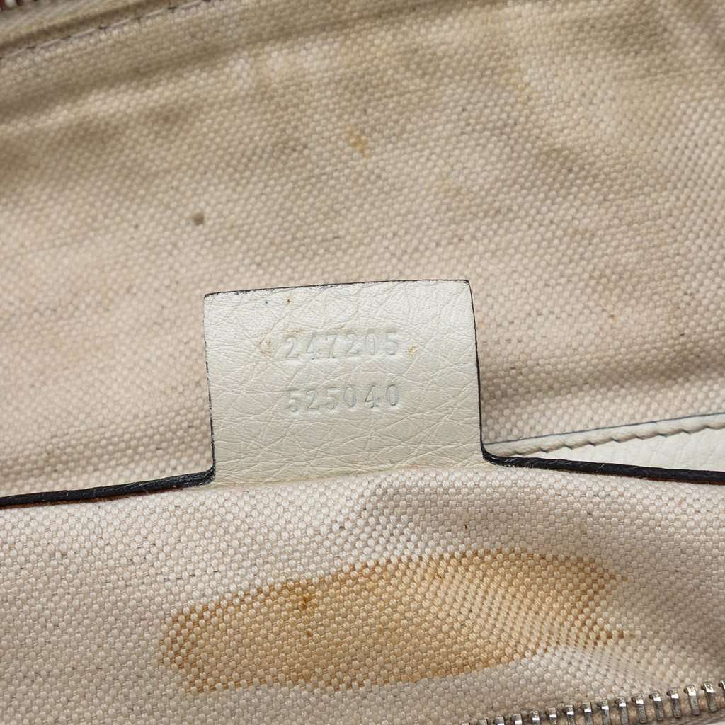 Gucci Medium Calfskin Web Joy Boston Bag White Leather Very good condition - Box View