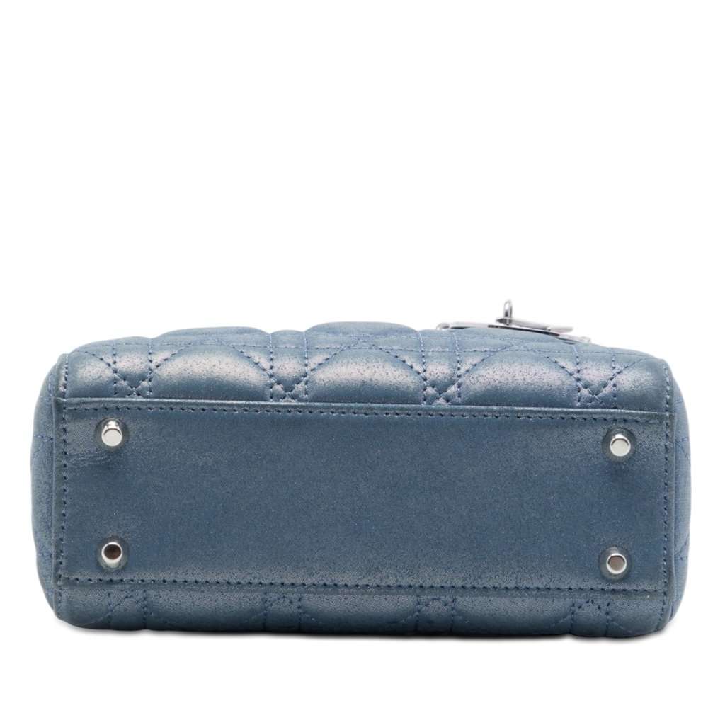 Dior Mini Iridescent Lambskin Cannage Lady Dior Blue Leather Very good - Inside View