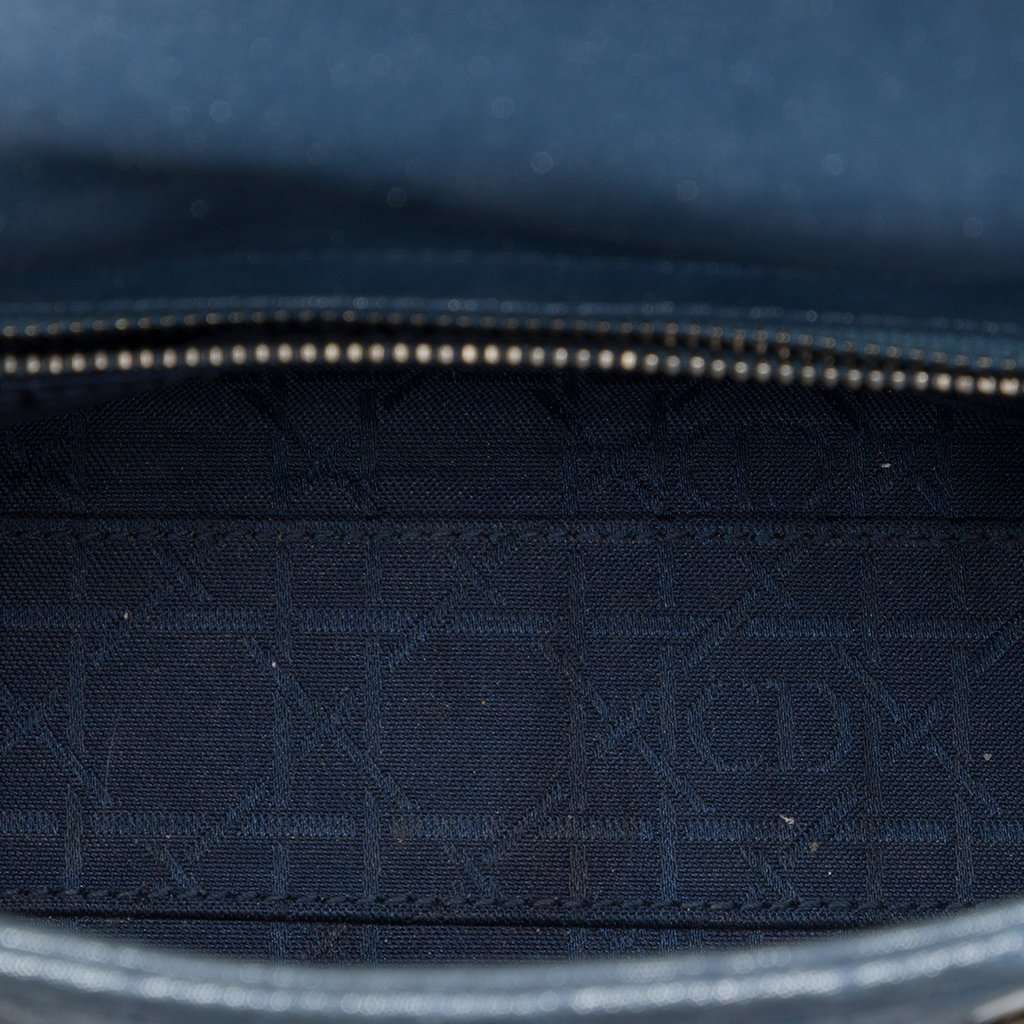 Dior Mini Iridescent Lambskin Cannage Lady Dior Blue Leather Very good - Model View