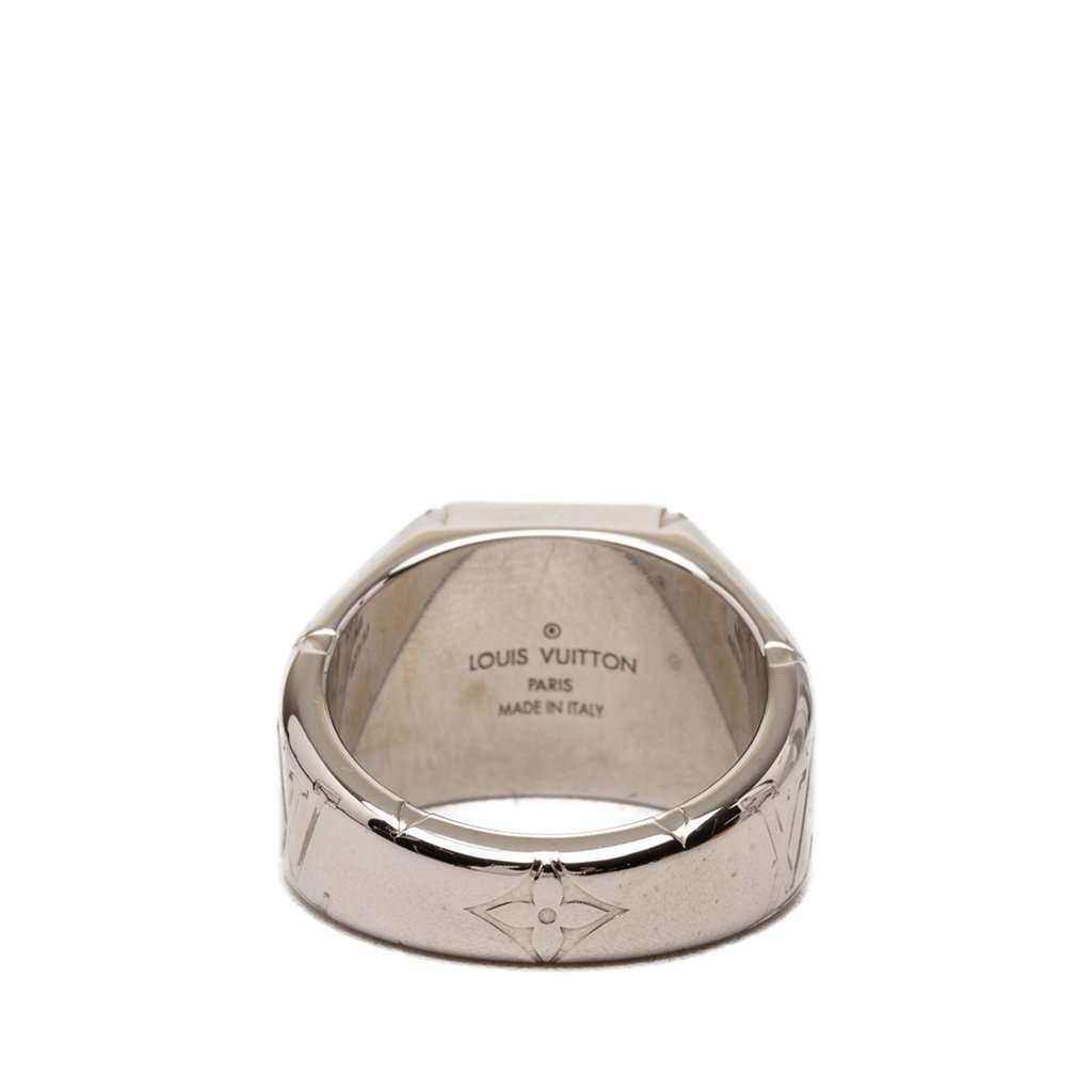 Louis Vuitton Brass Monogram Signet Ring M Silver Metal Very good condition - Inside View