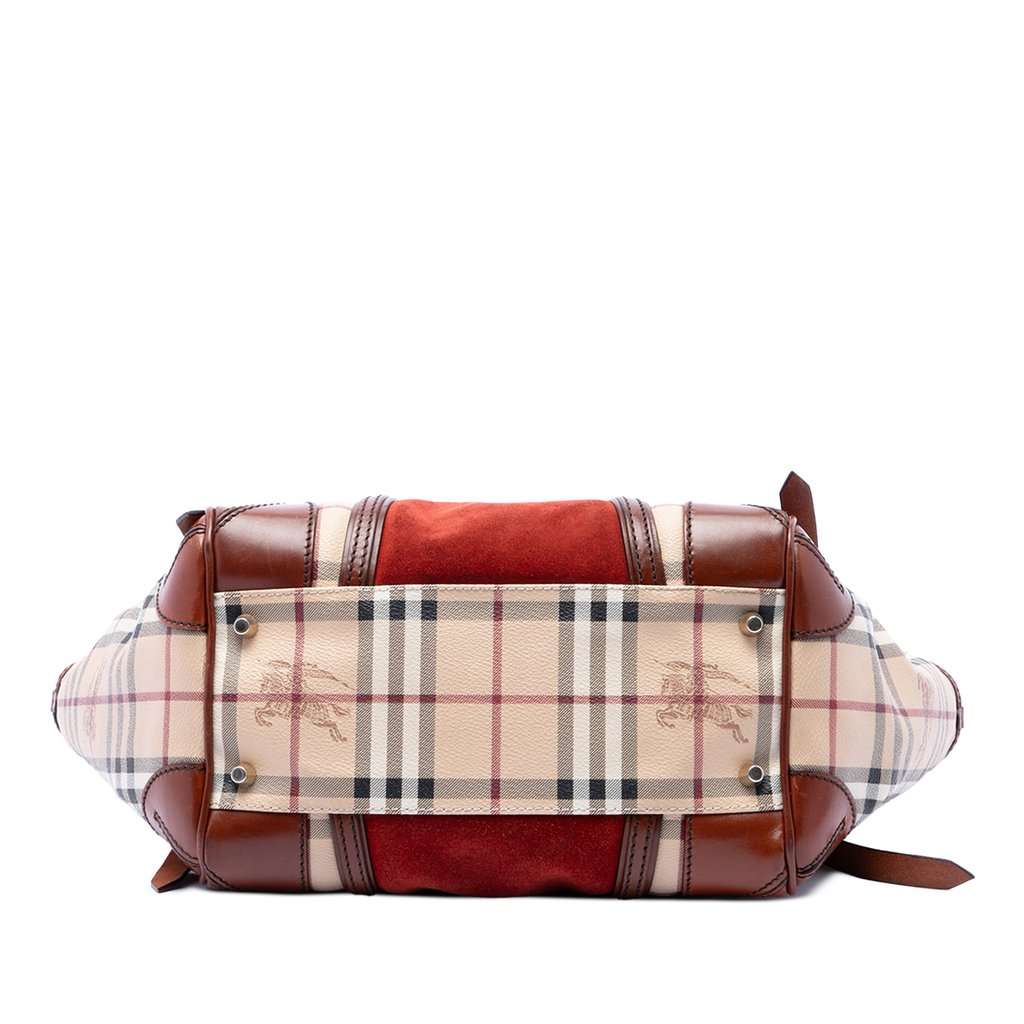 Burberry Small Suede Trimmed Haymarket Check Coated Canvas Canterbury Tote Beige Very good condition - Inside View
