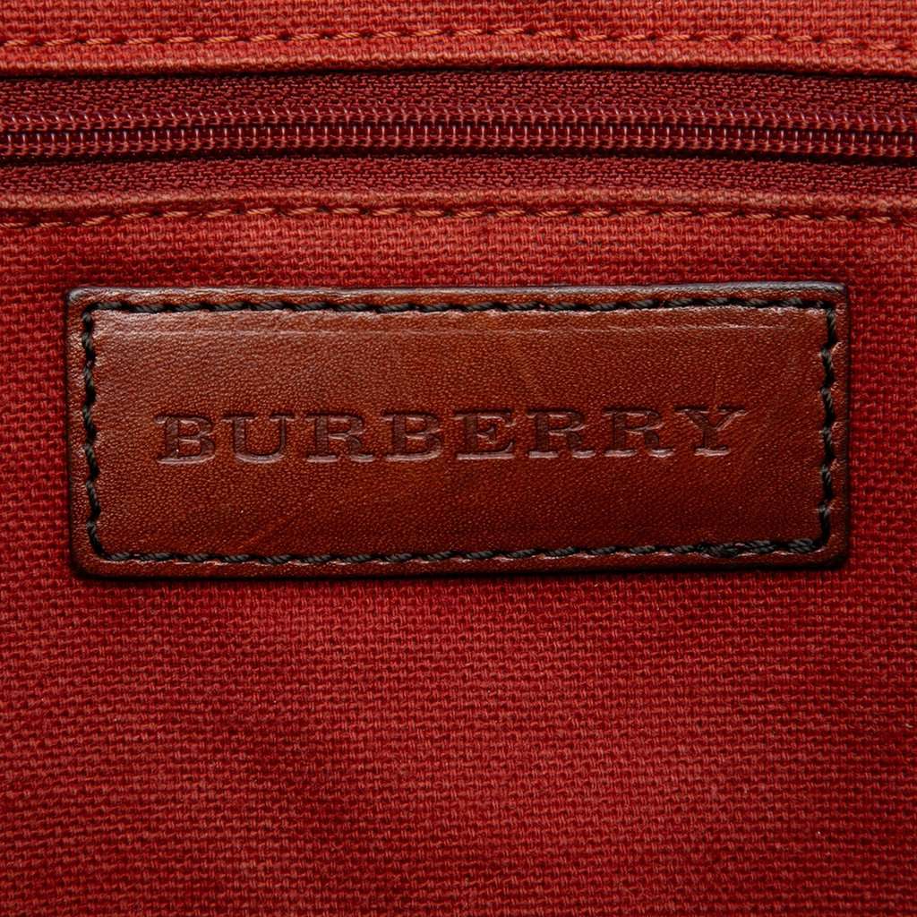 Burberry Small Suede Trimmed Haymarket Check Coated Canvas Canterbury Tote Beige Very good condition - Box View