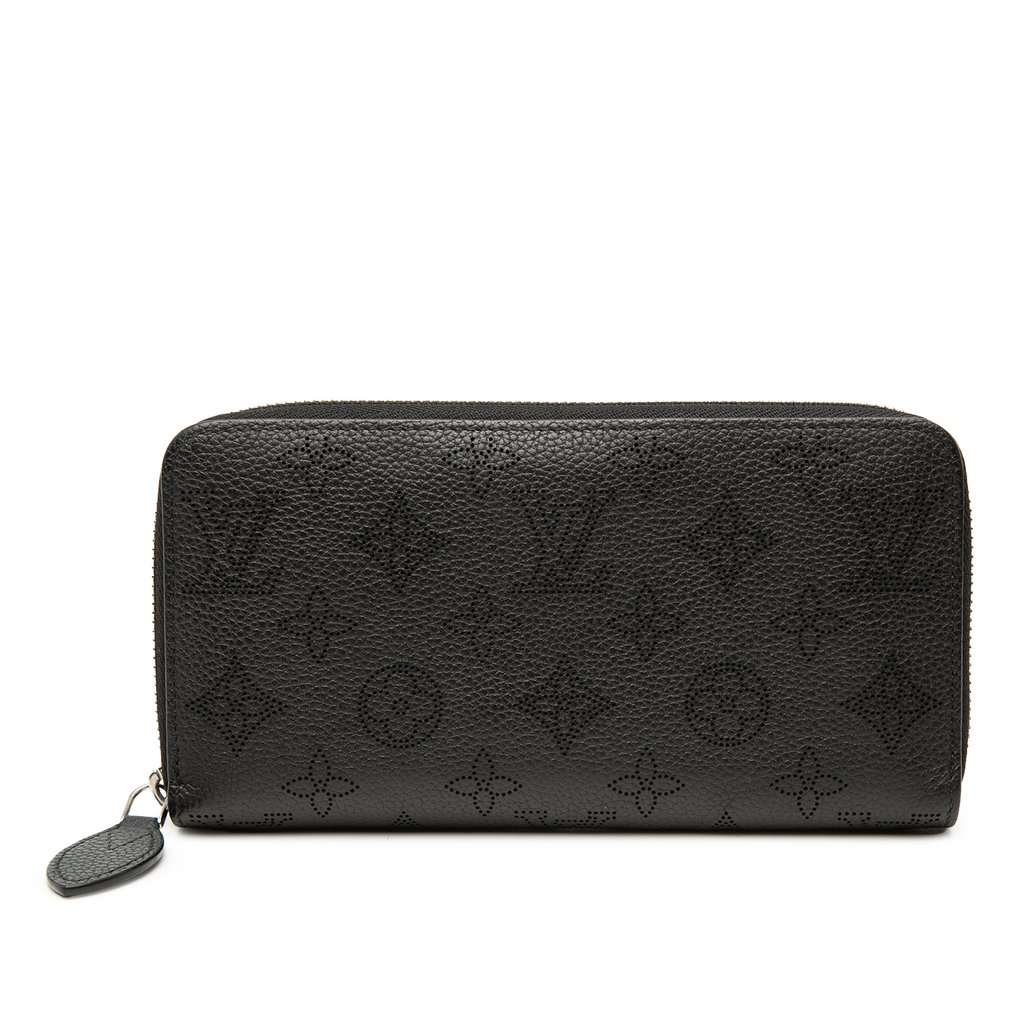 Louis Vuitton Monogram Mahina Zippy Wallet Black Leather Very good - Front View