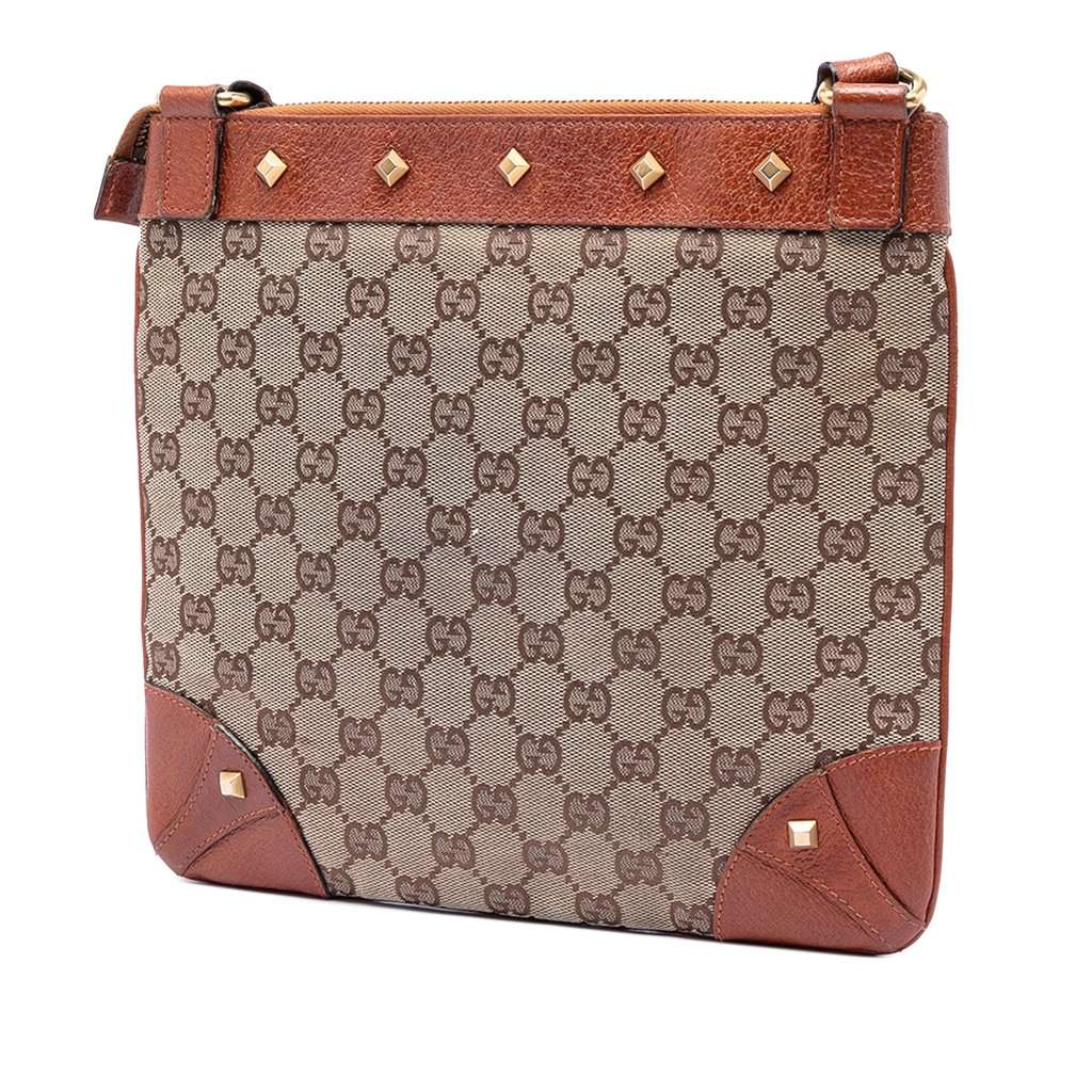 Gucci GG Canvas Nailhead Crossbody Beige Very good condition - Back View