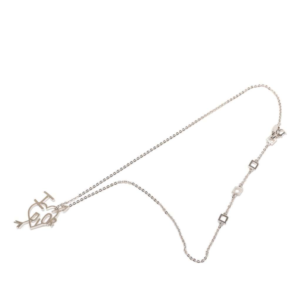 Dior Brass I Love Dior Heart Arrow Pendant Necklace Silver Metal Very good - Front View