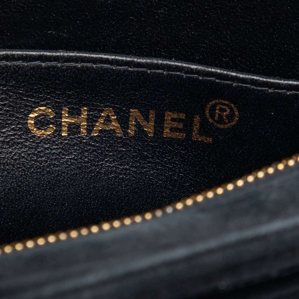 Chanel Suede Logo Handbag Black Leather Very good condition - Box View