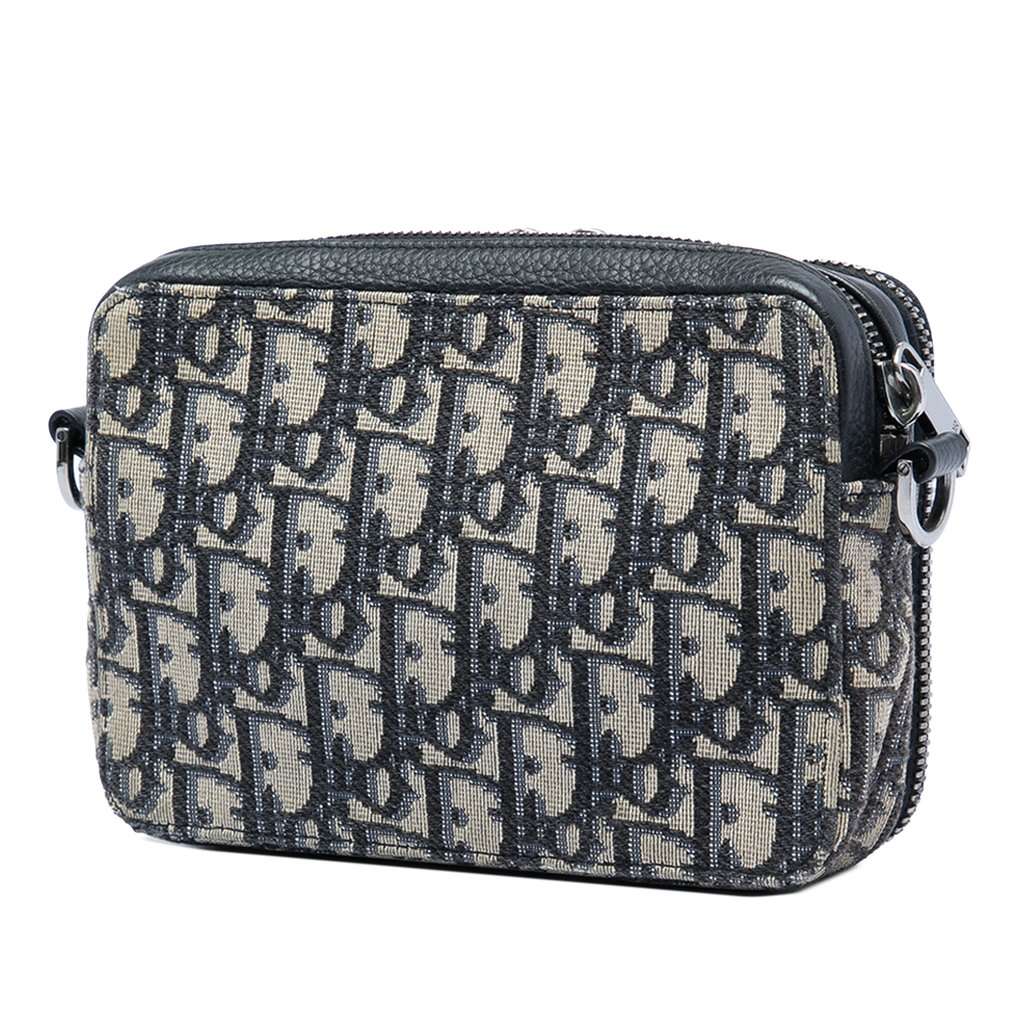 Dior Oblique Canvas Zipped Pouch with Strap Blue Very good condition - Back View