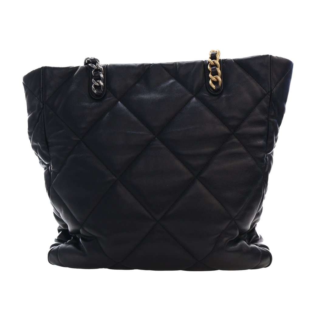 Chanel Lambskin 19 Vertical Shopping Tote Black Leather Very good condition - Model View