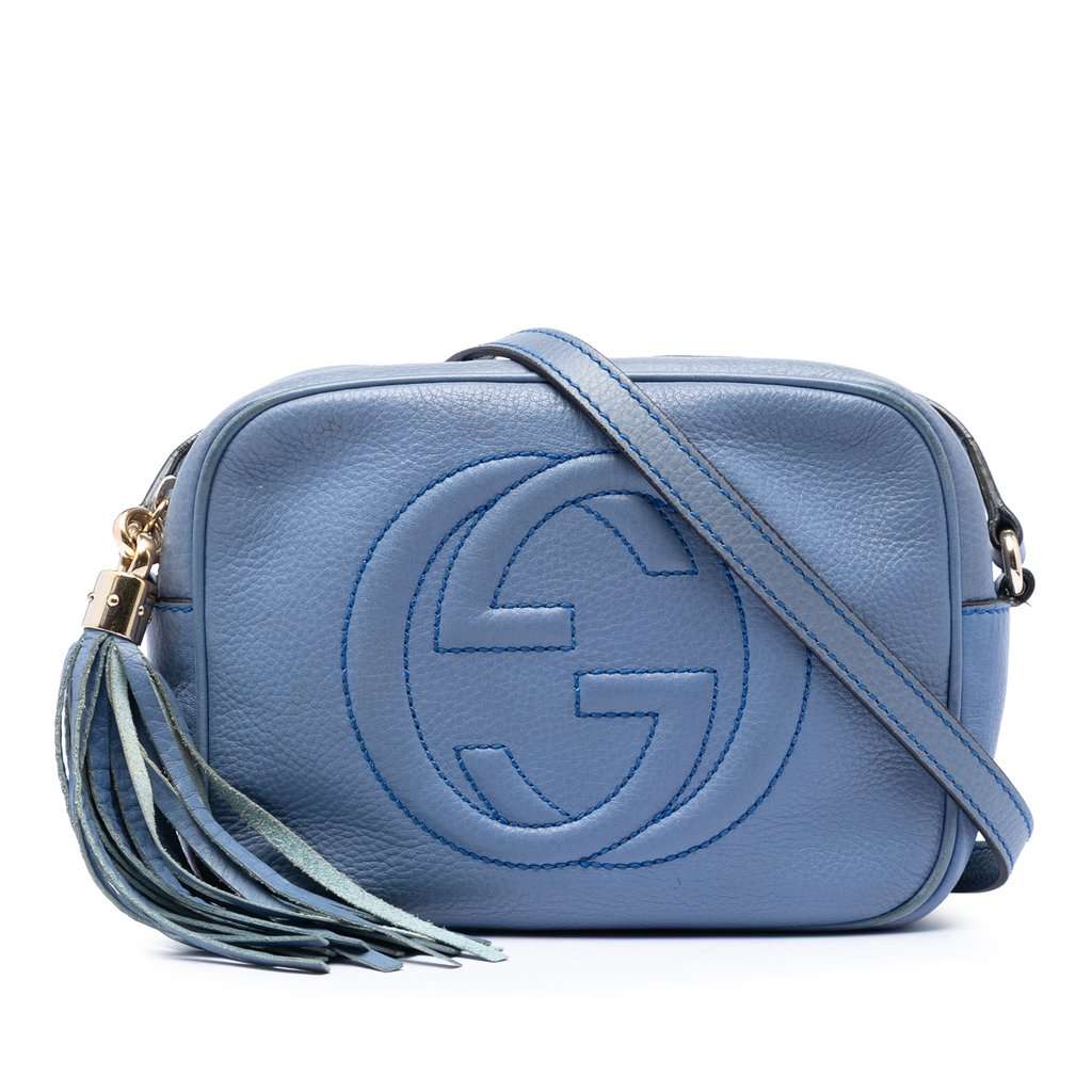 Gucci Calfskin Soho Disco Crossbody Blue Leather Very good condition - Front View