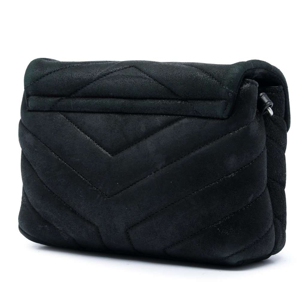 Saint Laurent Toy Matelasse Glitter Suede Monogram LouLou Crossbody Black Leather Very good - Back View