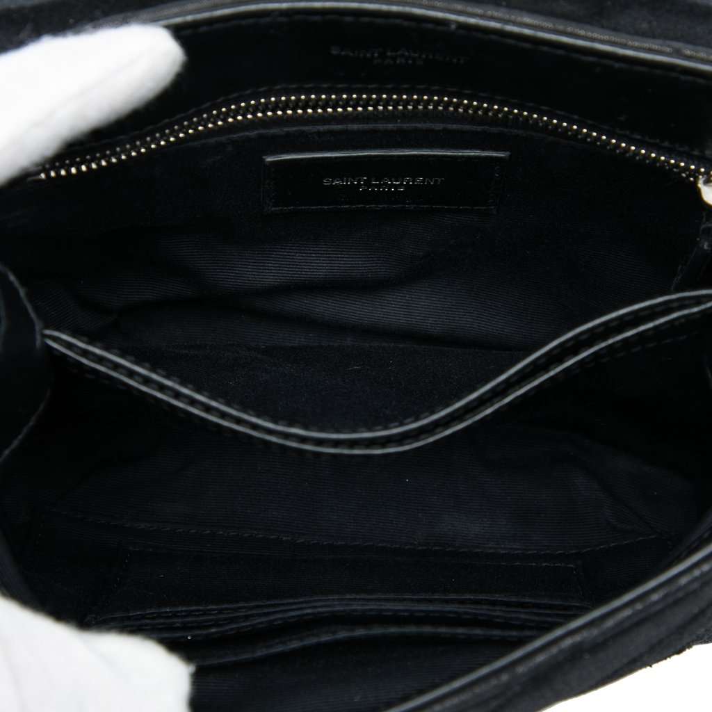 Saint Laurent Toy Matelasse Glitter Suede Monogram LouLou Crossbody Black Leather Very good - Model View