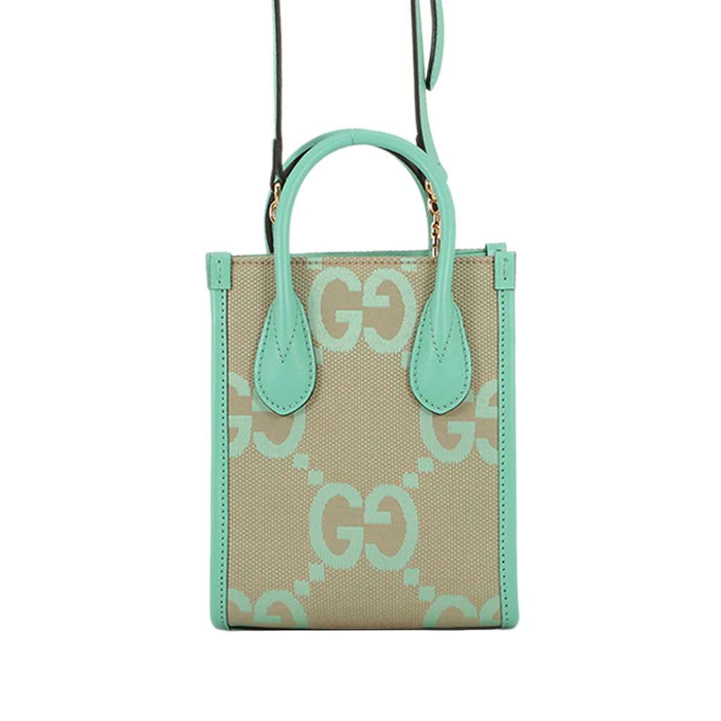 Gucci Mini Jumbo GG Canvas Interlocking G Satchel Beige Very good - Front View