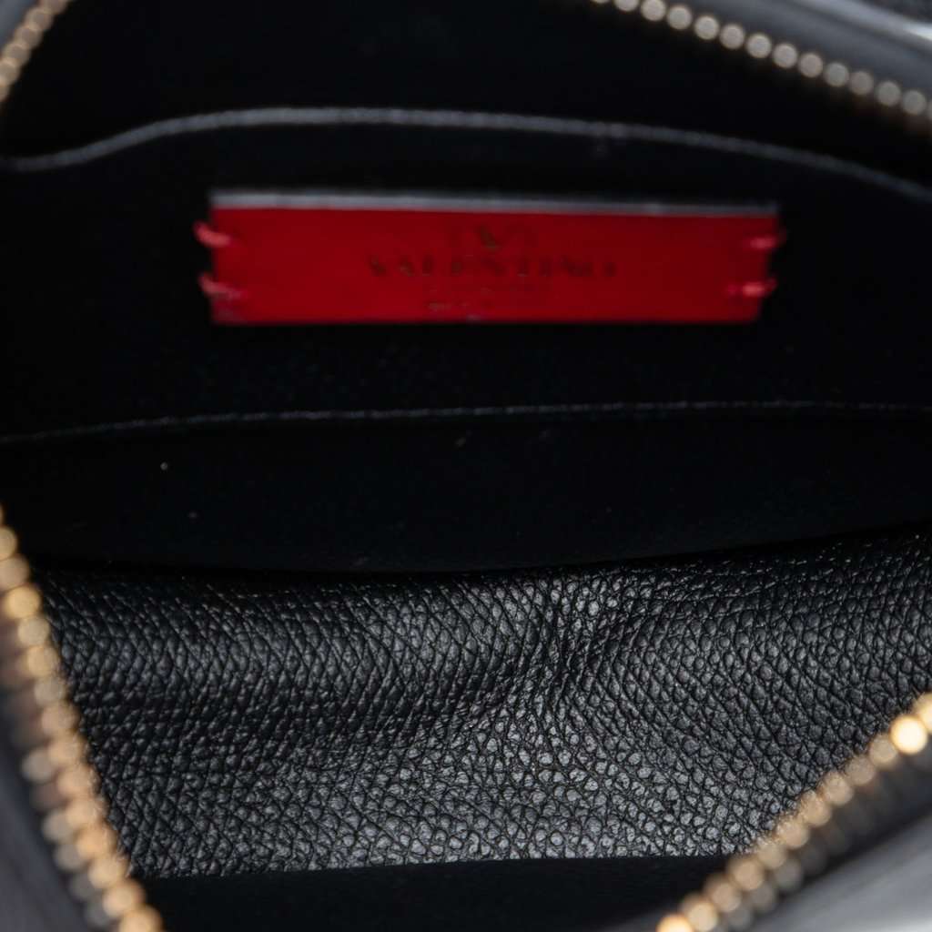 Valentino Mini Grainy Calfskin VLogo Hobo Black Leather Very good condition - Model View