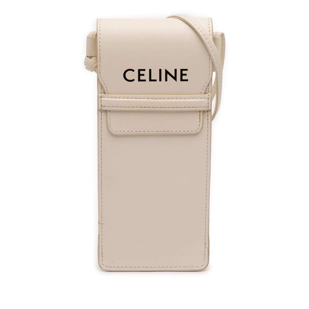 Celine Smooth Calfskin Sunglasses Pouch White Leather Very good condition - Front View