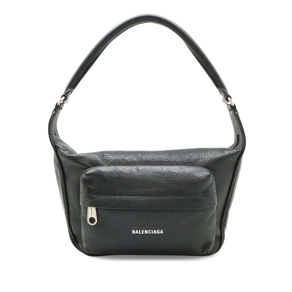 Balenciaga Medium Lambskin Arena Raver Bag Black Leather Very good condition - Front View