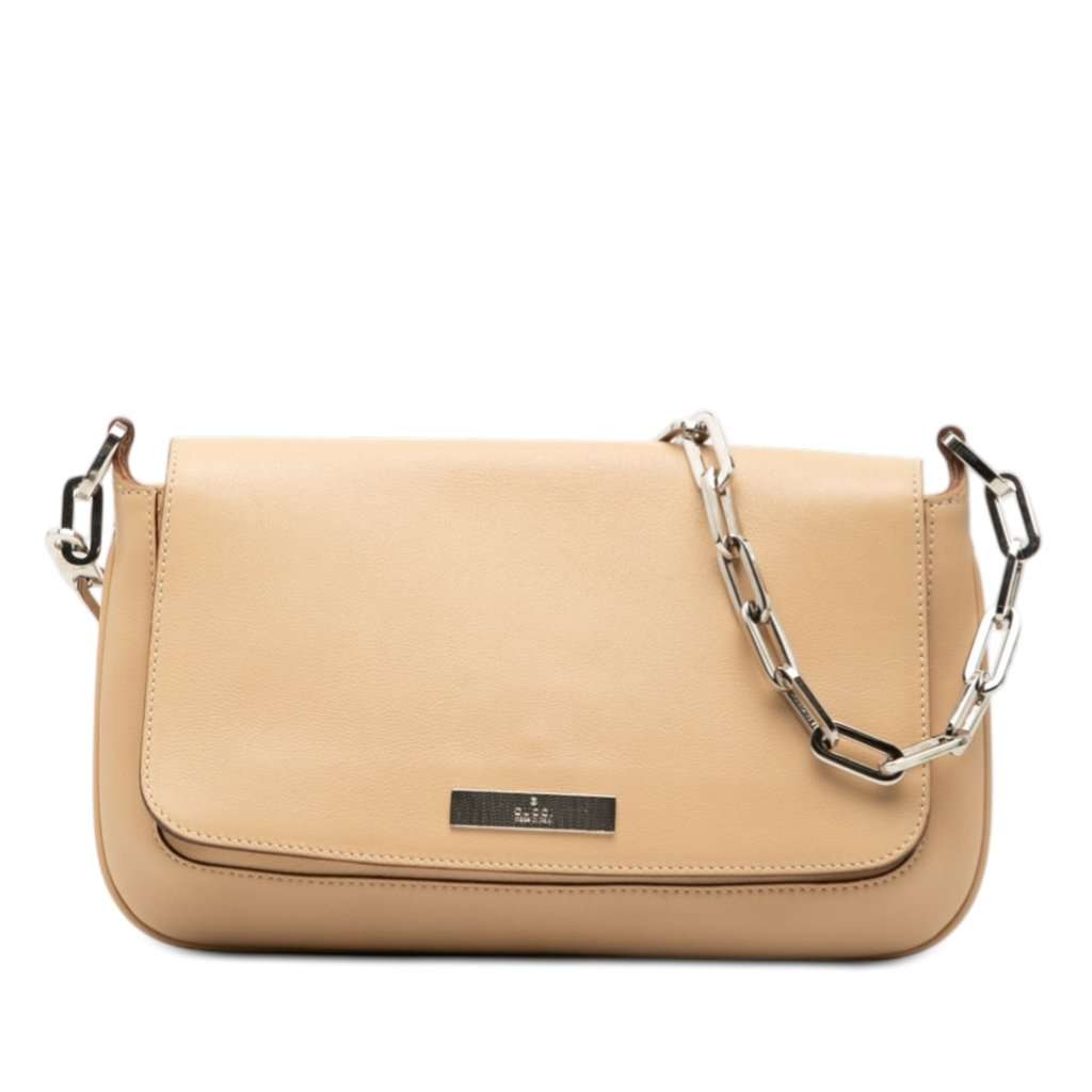 Gucci Leather Chain Shoulder Bag Beige Leather Very good condition - Front View