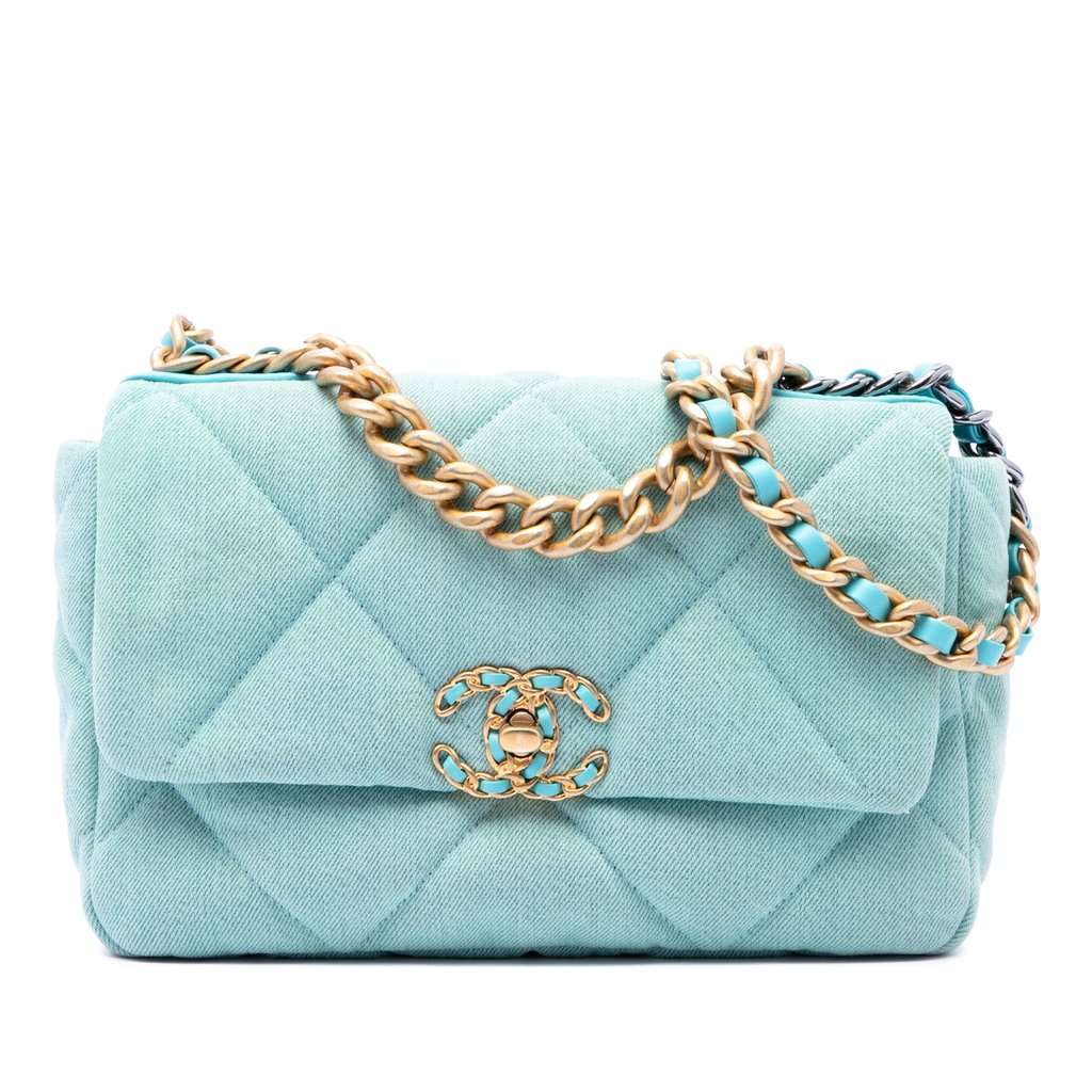 Chanel Medium Denim 19 Flap Blue Very good - Front View