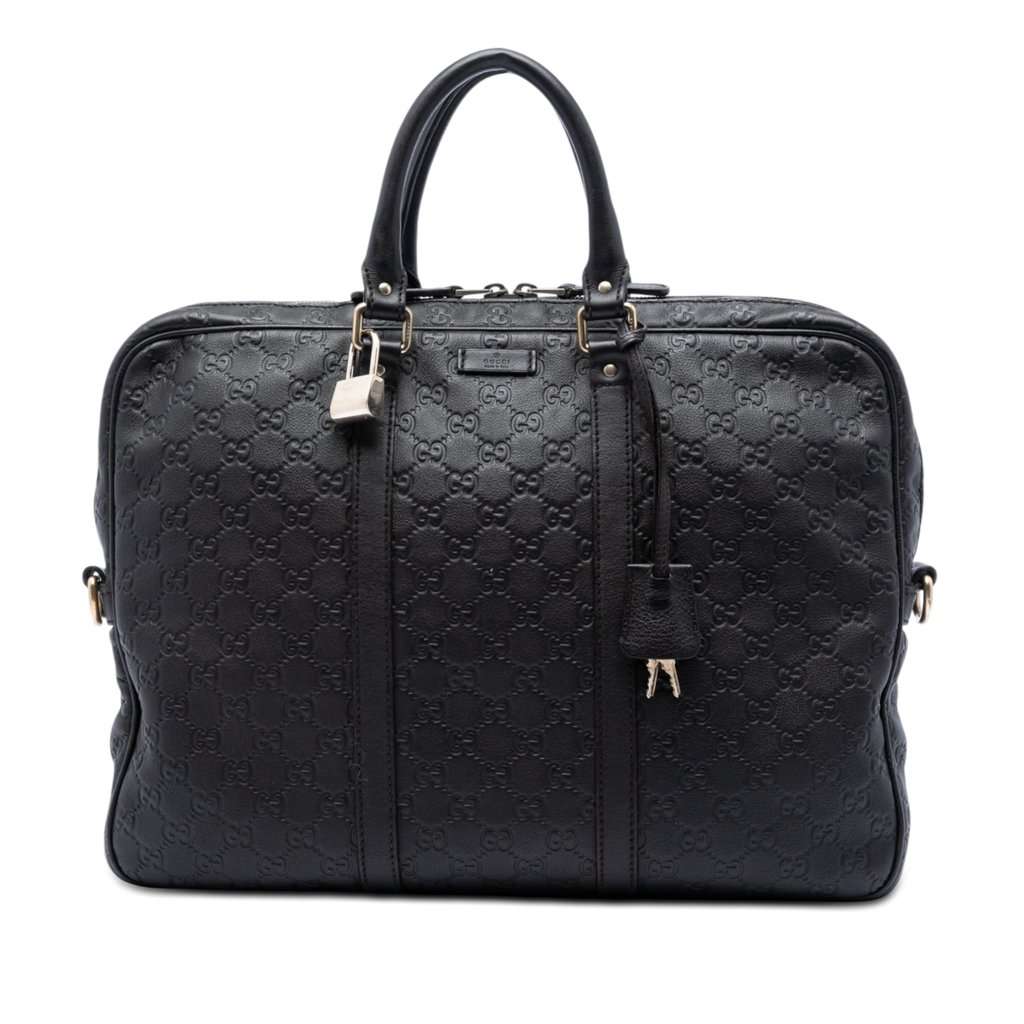 Gucci Guccissima Business Bag Brown Leather Very good condition - Front View