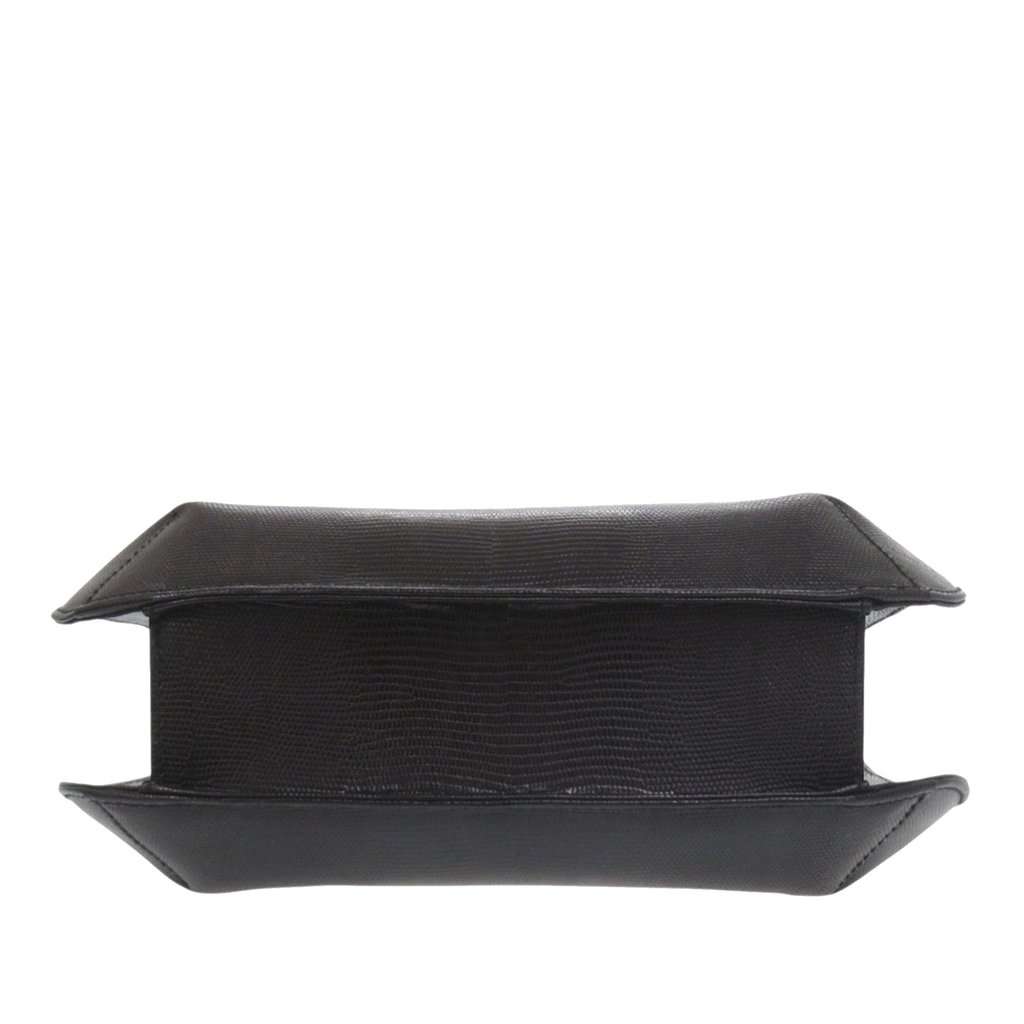 Salvatore Ferragamo Lizard Embossed Leather Top Handle Bag Black Leather Very good condition - Inside View