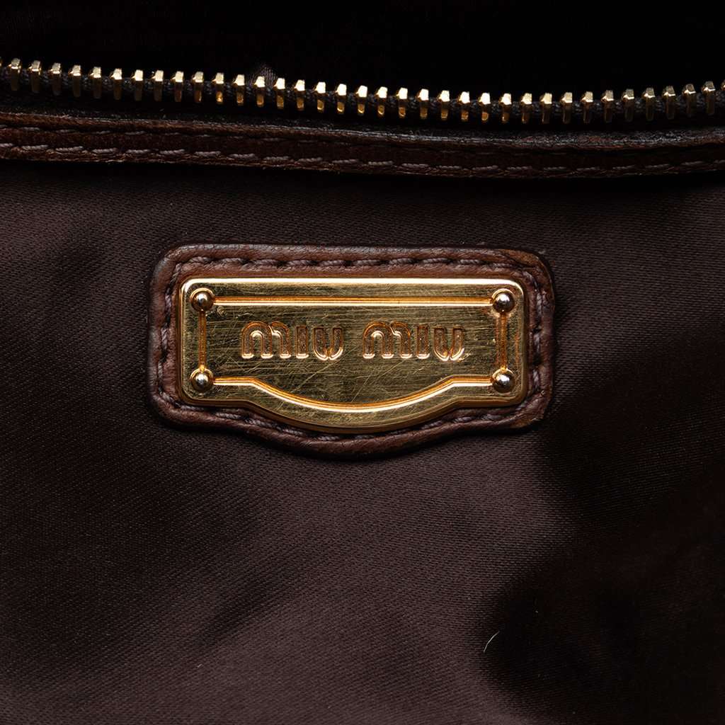 Miu Miu Studded Leather Top Handle Bag Brown Leather Very good condition - Box View
