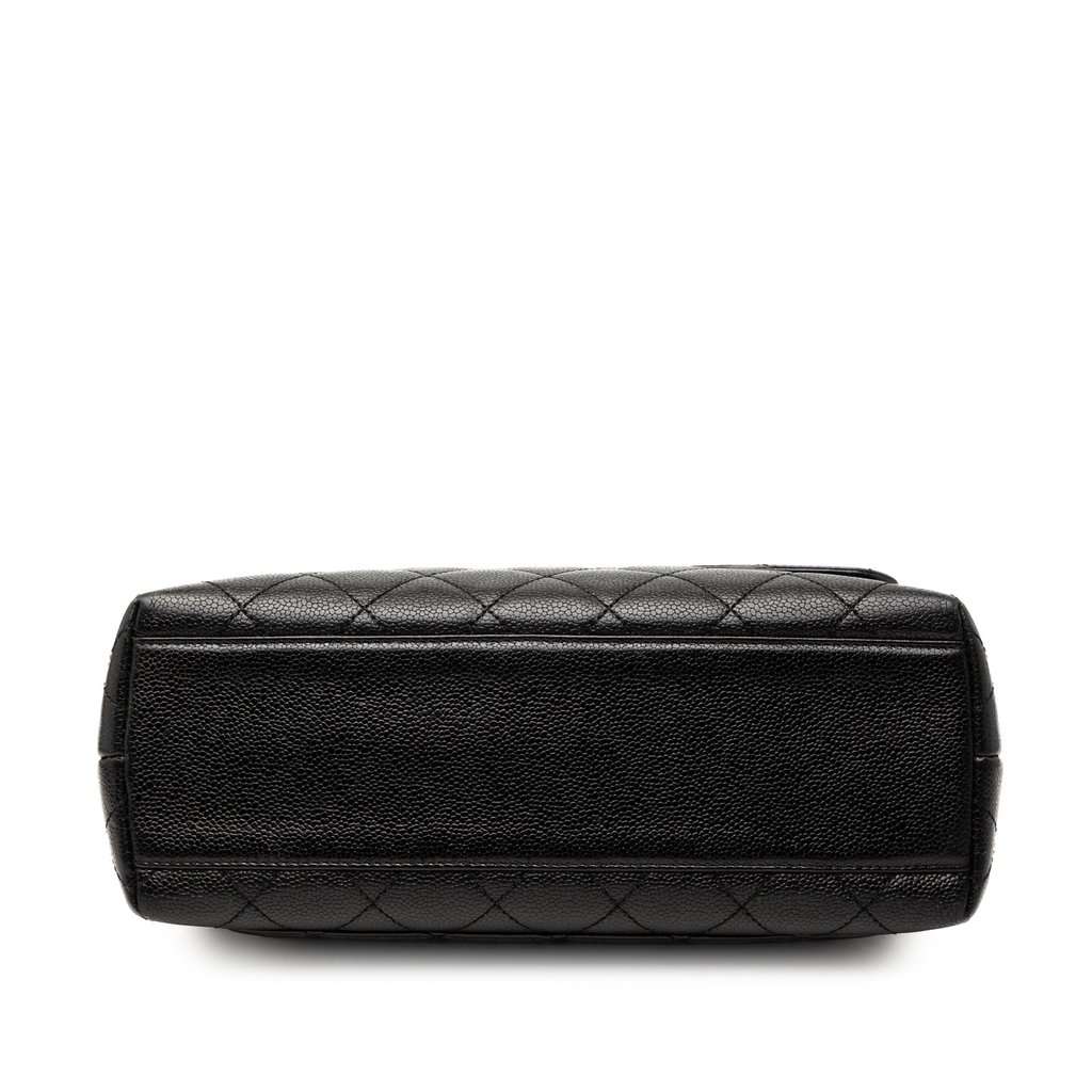 Chanel CC Quilted Caviar Kelly Top Handle Bag Black Leather Very good condition - Inside View