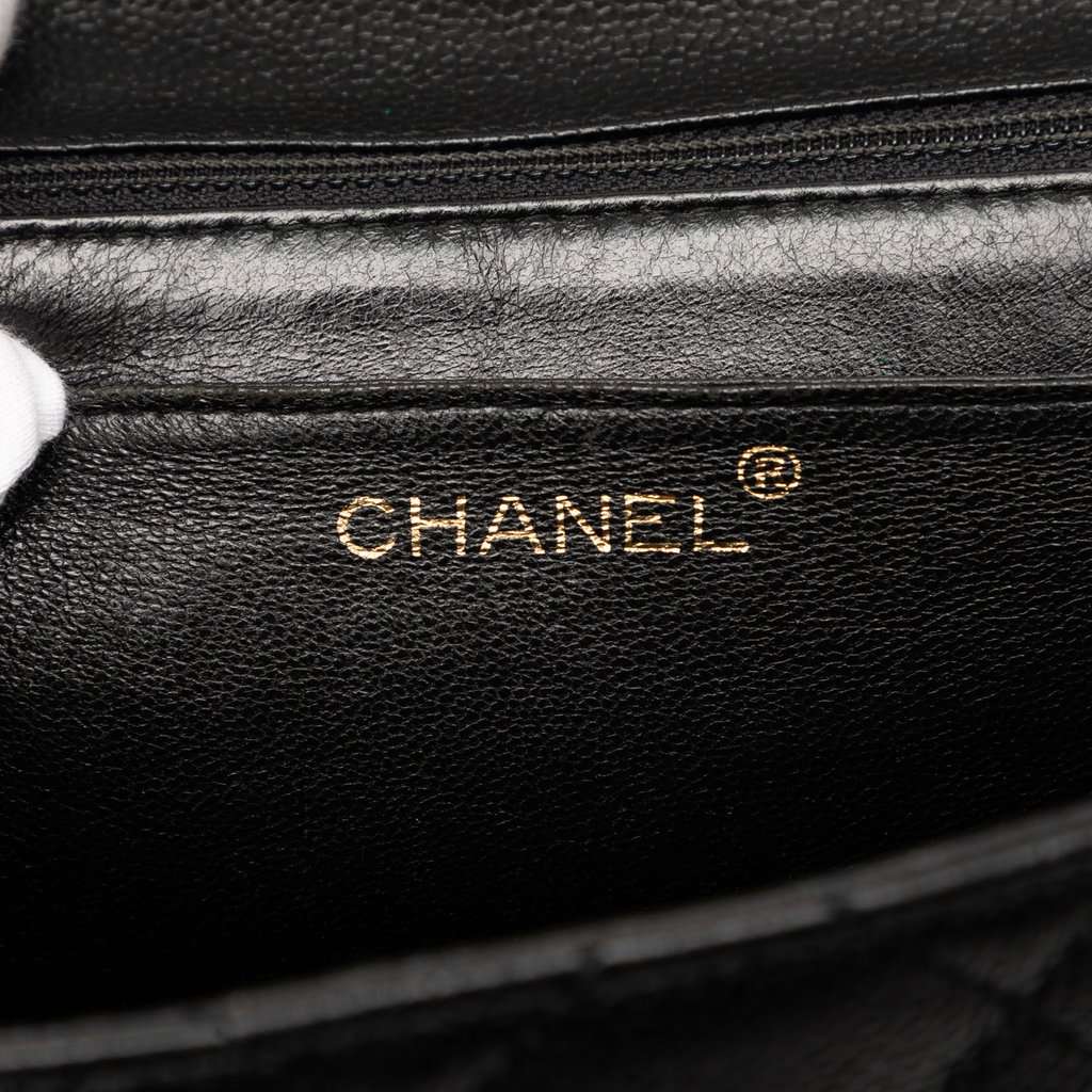 Chanel CC Quilted Caviar Kelly Top Handle Bag Black Leather Very good condition - Box View