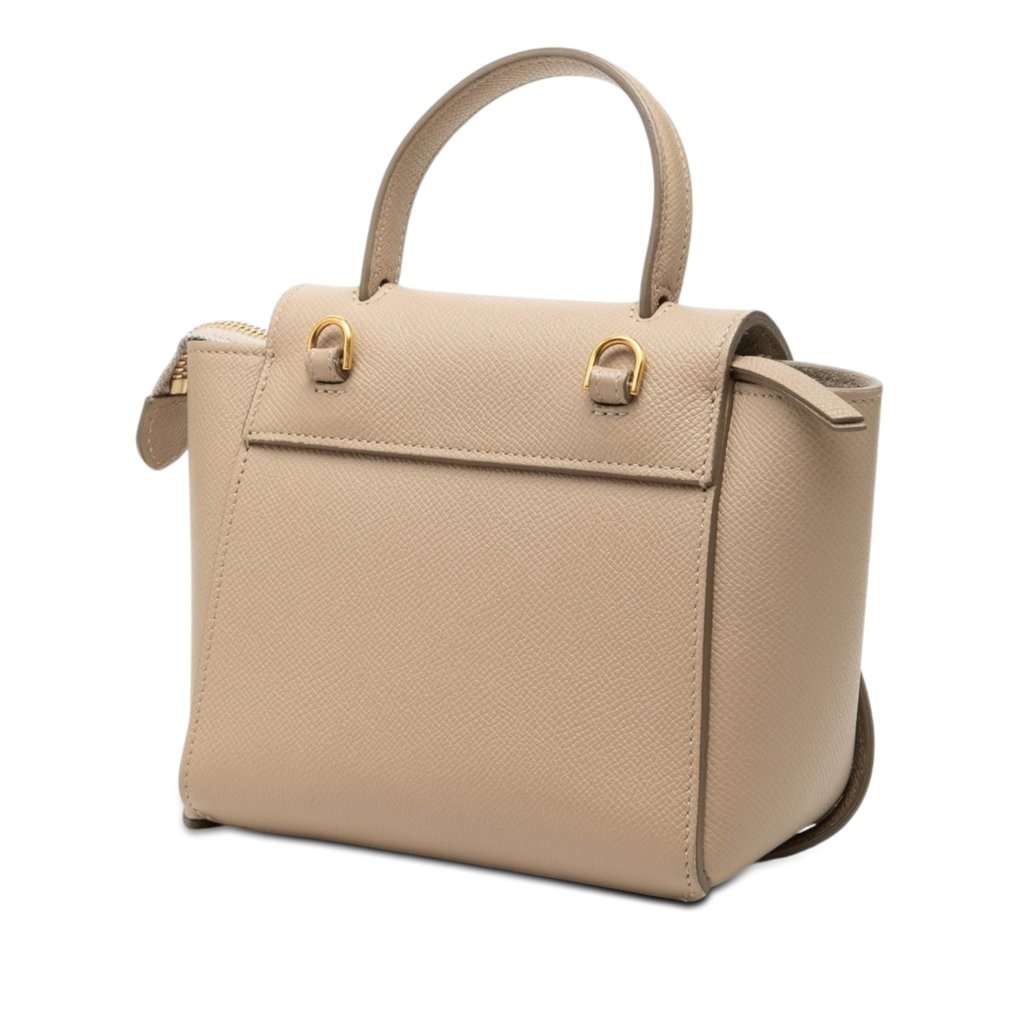 Celine Pico Grained Calfskin Belt Bag Beige Leather Very good condition - Back View