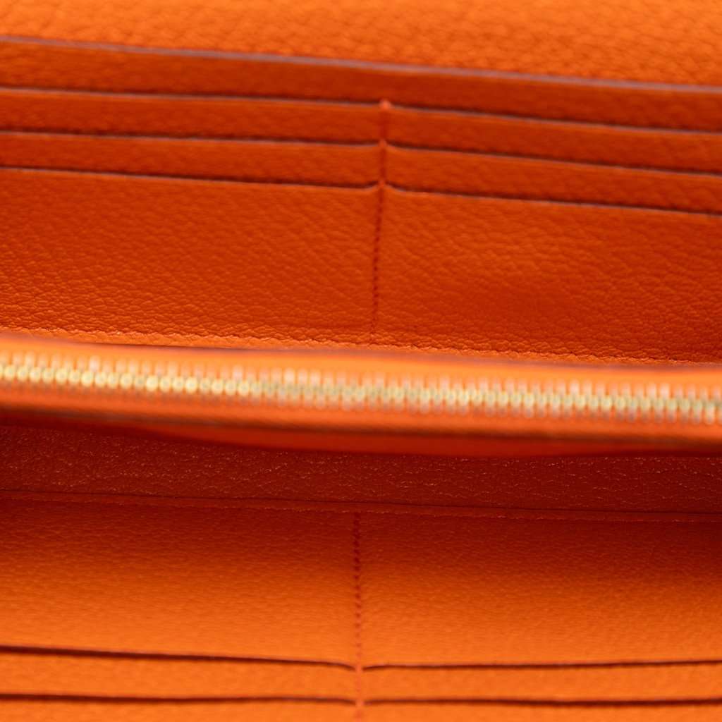Hermès Chevre Mysore Kelly Longue Wallet Orange Leather Very good condition - Model View