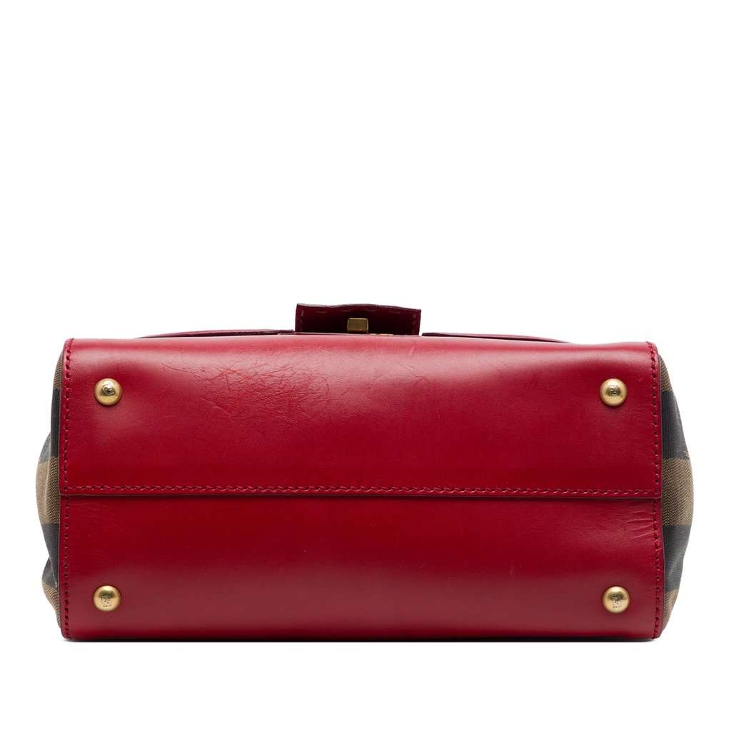 Fendi Leather and Pequin Canvas Selleria Silvana Satchel Red Leather Very good condition - Inside View