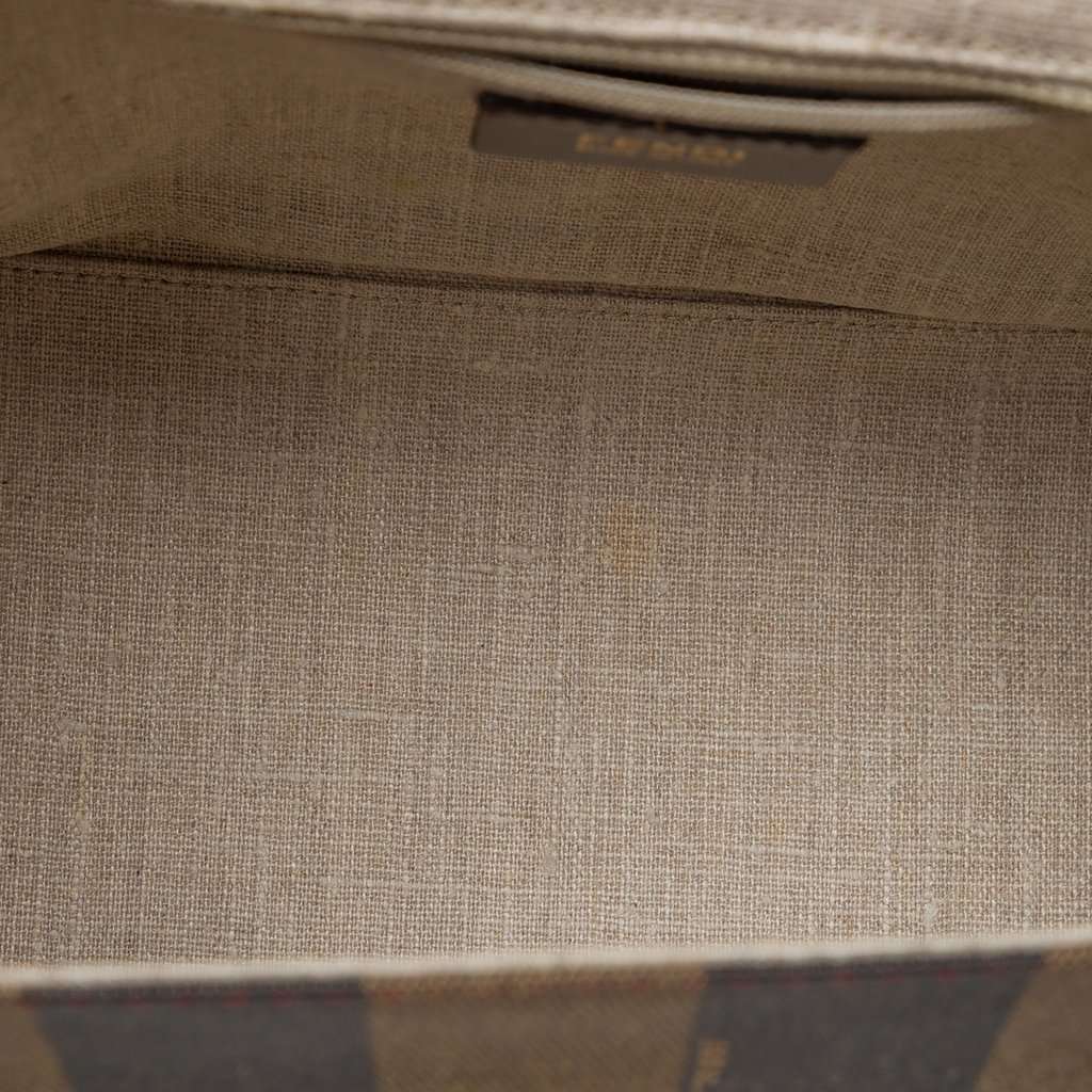 Fendi Leather and Pequin Canvas Selleria Silvana Satchel Red Leather Very good condition - Model View