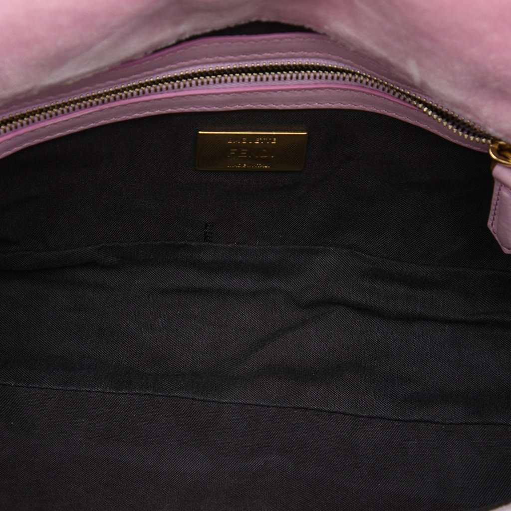 Fendi Zucca Embossed Velvet Baguette Satchel Pink Very good - Model View