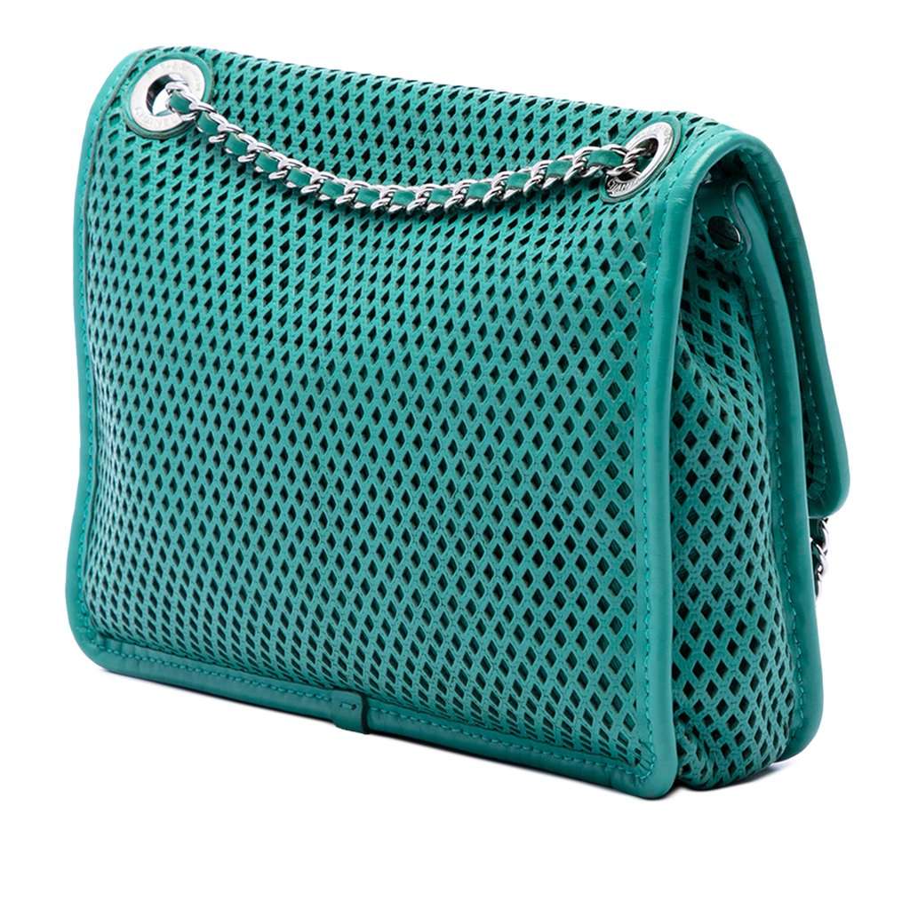 Chanel Small Perforated Calfskin Up In The Air Flap Green Leather Very good - Back View