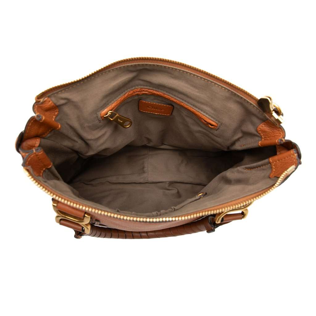 Chloé Medium Pebbled Calfskin Marcie Satchel Brown Leather Very good condition - Model View