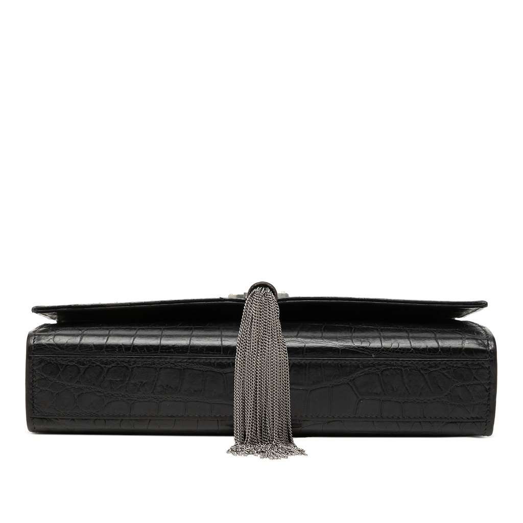 Saint Laurent Medium Croc Embossed Leather Monogram Kate Tassel Crossbody Black Leather Very good condition - Inside View